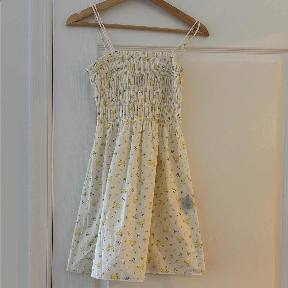 H&M Woman Floral Yellow and White Dress XXS
